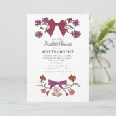 Invitation Bows & Blossoms Magenta Coquette Fête des mariées (Debout devant)
