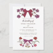 Invitation Bows & Blossoms Magneta Coquette Mariage (Devant)