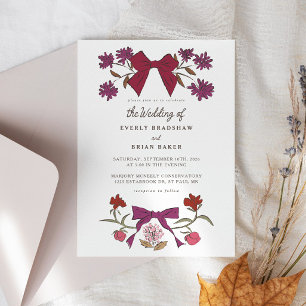 Invitation Bows & Blossoms Magneta Coquette Mariage