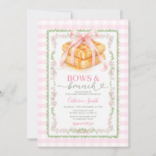 Invitation Bows & Brunch Baby Shower Waffle Gingham Rose