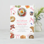 Invitation Bows + Brunch Girl Baby shower rose Petit déjeuner (Debout devant)