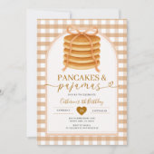 Invitation Bows et Brunch Pancake Brown 1er anniversaire En v (Devant)