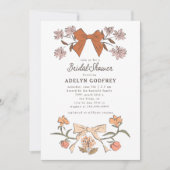 Invitation Bows et fleurs Fête des mariées en terre cuite (Devant)