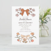 Invitation Bows et fleurs Fête des mariées en terre cuite (Debout devant)