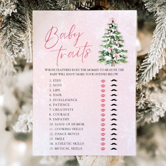 Invitation Bows Noël Arbre bébé Traits Baby shower Jeu
