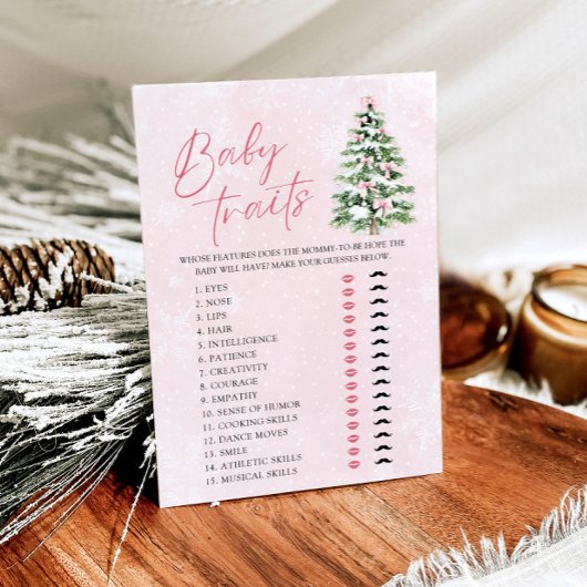 Invitation Bows Noël Arbre bébé Traits Baby shower Jeu