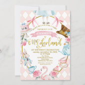Invitation Bows Pink Photo Alice Onederland 1er anniversaire (Devant)