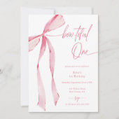 Invitation Bowtiful One Watercolor rose Photo 1er anniversair (Devant)