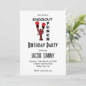 Invitation Boxe de homard Knockout Punch fête d'anniversaire (Debout devant)