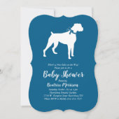 Invitation Boxer Chien Baby shower Blue Boy (Devant)