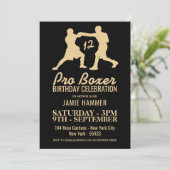 Invitation Boxers Silhouette fête d'anniversaire (Debout devant)