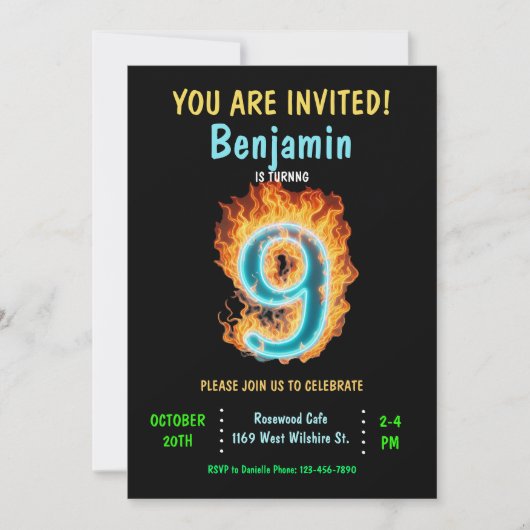 Invitation Boy 9th Birthday Invitation, Boy 9th Birthday (Devant)