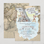 Invitation Boy Adventure Await Travel Map Baby shower (Devant / Derrière)