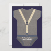 Invitation Boy baby shower autum chute bleu burlap bodysuit (Dos)