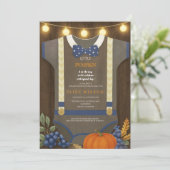 Invitation Boy baby shower autum chute bleu burlap bodysuit (Debout devant)