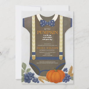 Invitation Boy baby shower autum chute bleu burlap bodysuit