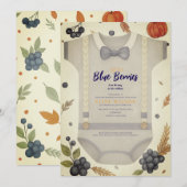 Invitation Boy baby shower autum chute burlap bodysuit invita (Devant / Derrière)