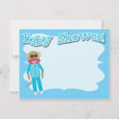 Invitation Boy Baby shower Cute Sockmonkey Art (Dos)