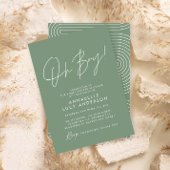 Invitation Boy baby shower script moderne sauge vert élégant