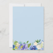 Invitation Boy Baptism Blue Hydrangea Aquarelle Floral (Dos)