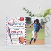 Invitation Boy Baseball Anniversaire Photo (Debout devant)