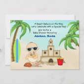 Invitation Boy Beach Baby Sandcastle, Baby shower Surfboard (Devant)