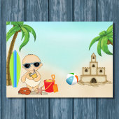Invitation Boy Beach Baby Sandcastle, Baby shower Surfboard