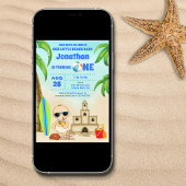 Invitation Boy Beach Baby Surfboard 1er Birthday PHOTO