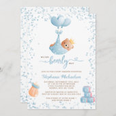 Invitation Boy Bear Baby shower avec demande de réservation (Devant / Derrière)