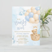 Invitation BOY Bear Cloud Balloon Baby Shower Invite (Debout devant)