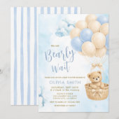 Invitation BOY Bear Cloud Balloon Baby Shower Invite (Devant / Derrière)
