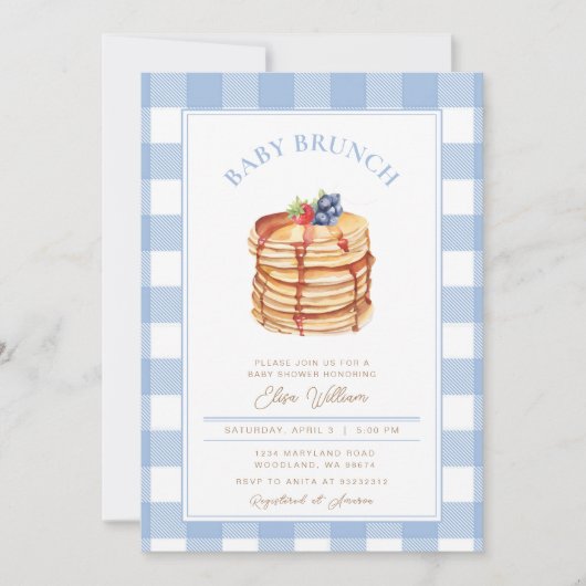 Invitation Boy Berries Pancake Baby shower Brunch (Devant)