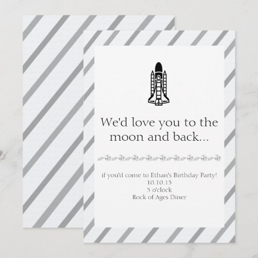 Invitation Boy Birthday - Bateau à fusée (Devant / Derrière)