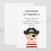 Invitation Boy Birthday Party. Pirate Adventure Treasure Hunt (Devant / Derrière)