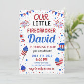 Invitation Boy Birthday USA American Firecracker 4 juillet (Debout devant)