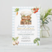 Invitation Boy Blue Baby shower de marché frais à croissance  (Debout devant)