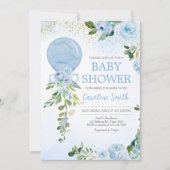Invitation Boy Blue Balloon Baby shower de verdure (Devant)