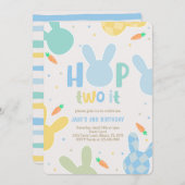 Invitation Boy Blue Bunny 2e anniversaire (Devant / Derrière)