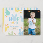 Invitation Boy Blue Bunny 2e anniversaire Photo (Devant / Derrière)