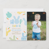 Invitation Boy Blue Bunny 2e anniversaire Photo (Devant)