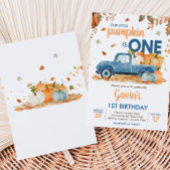 Invitation Boy Blue Citrouille Camion Automne Anniversaire