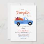 Invitation Boy Blue Citrouille est en route pour le baby show (Devant)