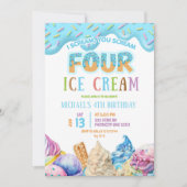 Invitation Boy Blue Drip Je crie Quatre glaces 4e anniversair (Devant)