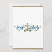 Invitation Boy Blue Gold Cross Photo Godparent (Dos)