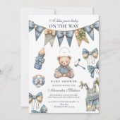 Invitation Boy Blue Jean Baby Denim Baby shower (Devant)