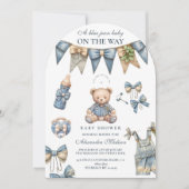 Invitation Boy Blue Jean Baby Denim Baby shower (Devant)