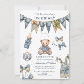 Invitation Boy Blue Jean Baby Denim Baby shower (Devant)