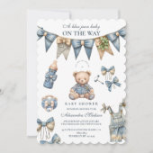Invitation Boy Blue Jean Baby Denim Baby shower (Devant)