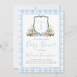 Invitation Boy Blue Pelican Baby shower Preppy Sud