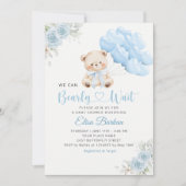 Invitation Boy Boho Teddy Bear We Can Bearly Wait Baby Shower (Devant)